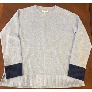 Pura Baby Blue And Navy 100% Cashmere Sweater Women's Size XL